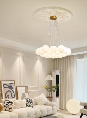 星灯泡泡球吊灯法式343轻奢客厅灯卧室球朵灯具魔豆云月球奶油风