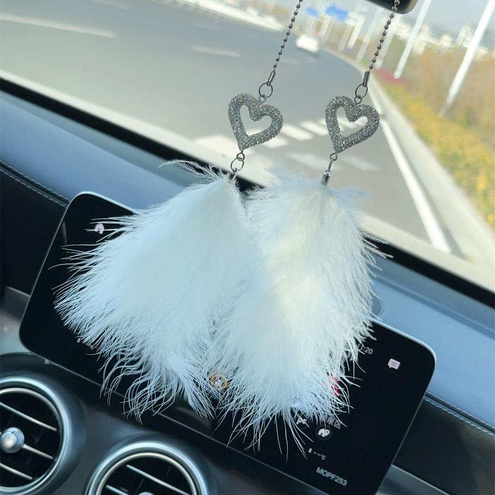 钻爱心水晶羽毛配件汽车挂件奢高档后视镜车载链装吊饰车内饰女神