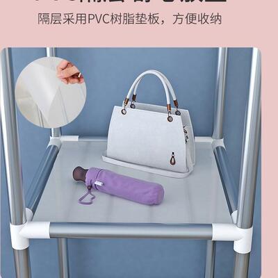 简屋易衣柜家用卧室架粗厚收纳布衣柜出钢租加房组IDW装布艺挂衣