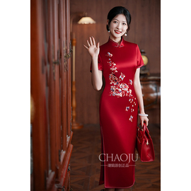 喜婆婆婚宴装2024红色，旗袍高端气质高贵年轻妈妈礼服平时可穿