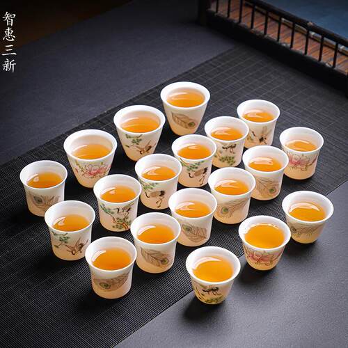陶瓷品茗杯羊脂玉茶杯主人杯薄胎个人杯功夫茶具白瓷单杯茶盏
