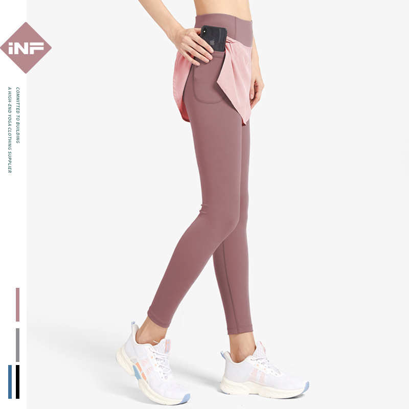 RUNA PULSE假两件瑜伽裤女高腰提臀健身裤跑步弹力速干运动紧身裤