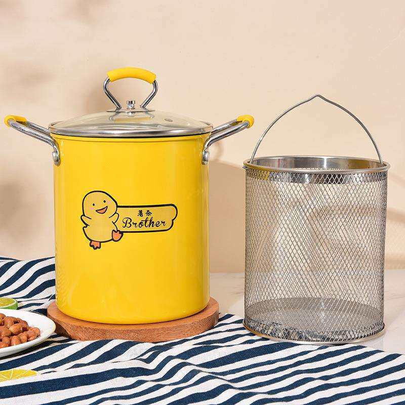 家用不粘迷你炸带锅无品牌/红带盖带提油手滤网网薯条鸡翅平底煎