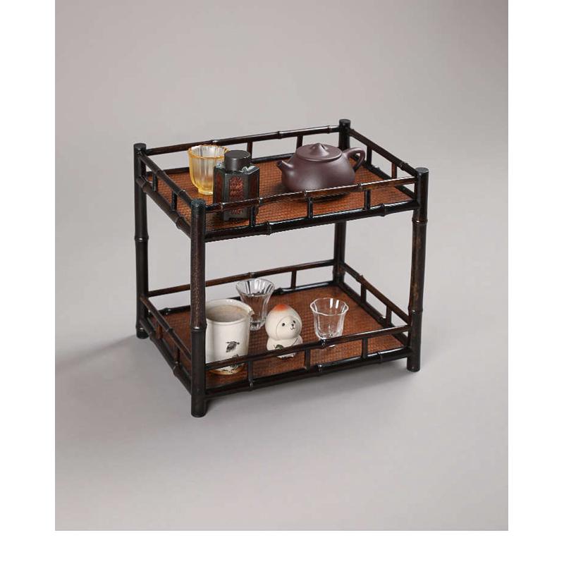 纯手工复古日式紫竹席面茶棚架博古架桌面茶室整理收纳架