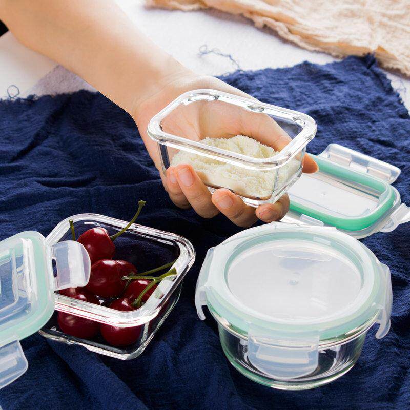 玻璃辅食盒宝宝辅食蒸碗可蒸煮蒸糕容器迷你小方形婴儿保鲜盒密封