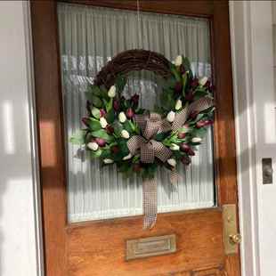 饰天然藤圈 大门日常花圈全年门挂装 纵鸿春季 仿真郁金香花环