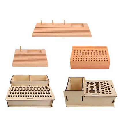 印花工具架多孔榉木工具台 收纳盒皮革手缝皮革工具木架收纳架子