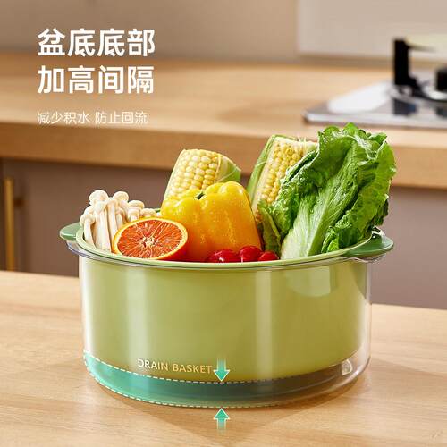 厨房用品双层洗菜篮滤水篮多功能加厚沥水盆水果盘洗菜盆塑料家用