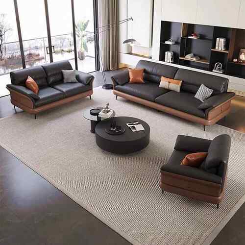 办公室沙发真皮简约现代沙发茶几组合套装商务接待小型会客接待室