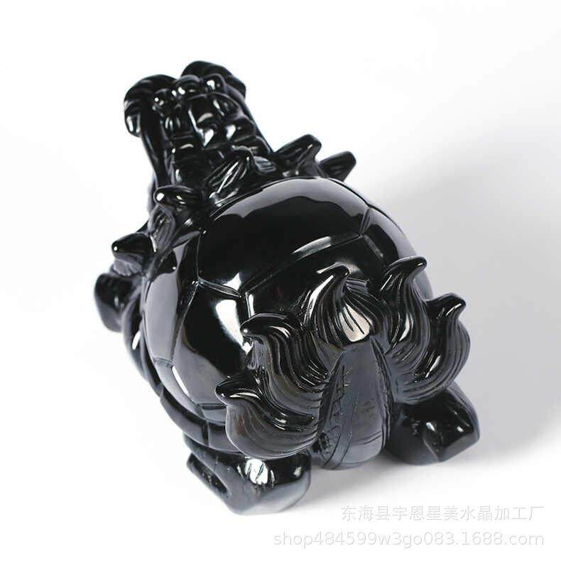黑曜石龙龟摆件家居装饰品办公店铺开业水晶工艺礼品厂家A