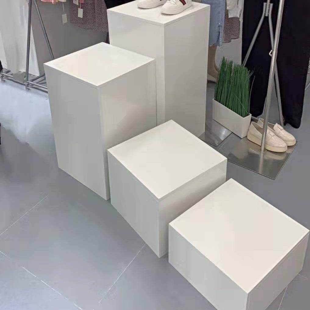 木质模特底座展示台脚踩台子直播站台正方形服装店橱窗展示台基通