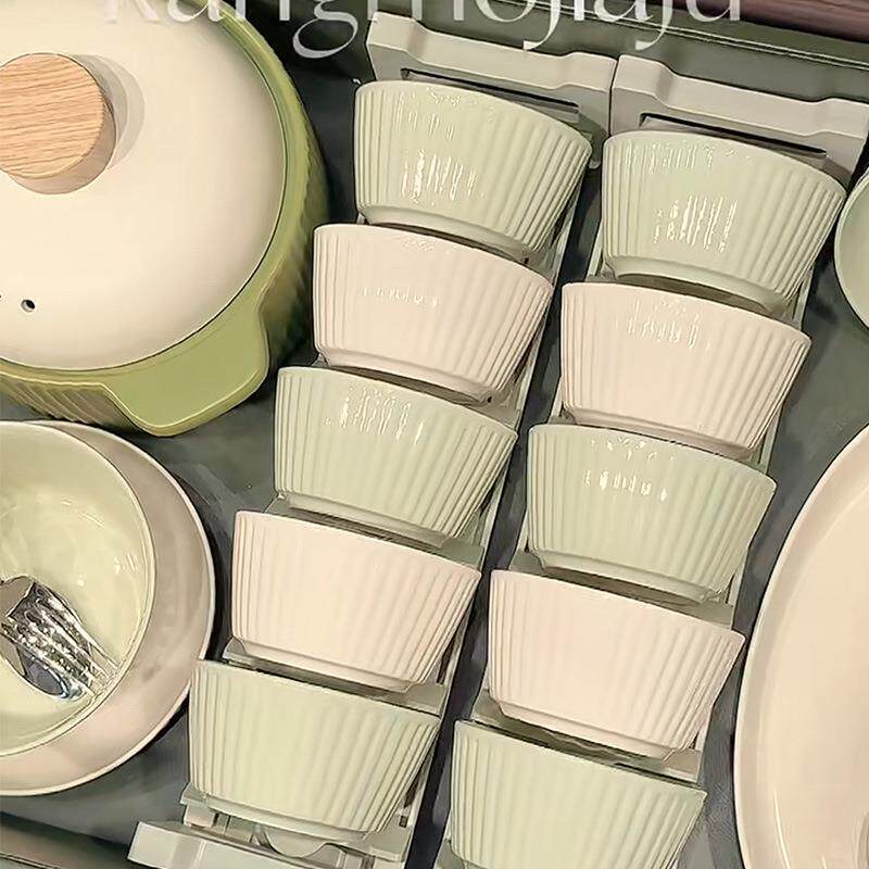法式碗碟套装家用奶油风陶瓷餐具盘子碗具草帽碗饭碗餐盘组合