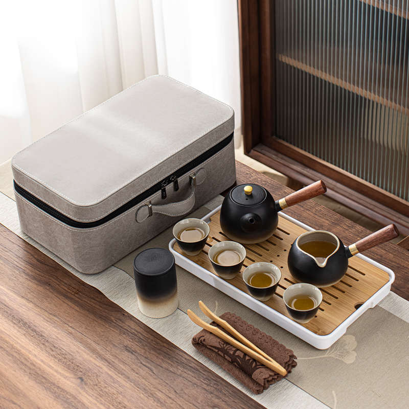 功夫旅行茶具套装家用客厅简约陶瓷整套干泡茶盘轻奢现代礼盒包