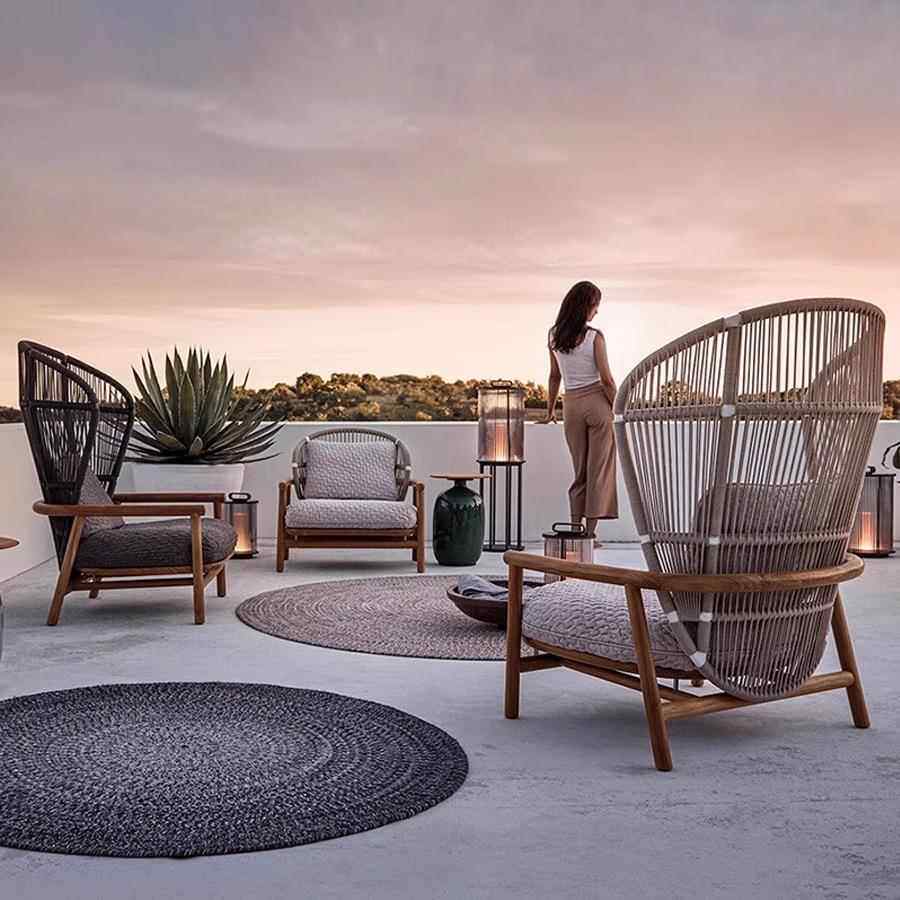 户外实木沙发庭院别墅家具防水防晒室外藤编花园阳台设计师懒人椅