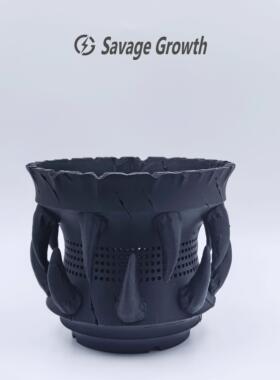 暗黑风格花盆潮流块根植物盆器个性创意控根透气透水树脂花盆AH03