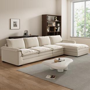 奶油风麂皮绒沙发客厅小户型简约现代布艺轻奢直排家用2026年新款