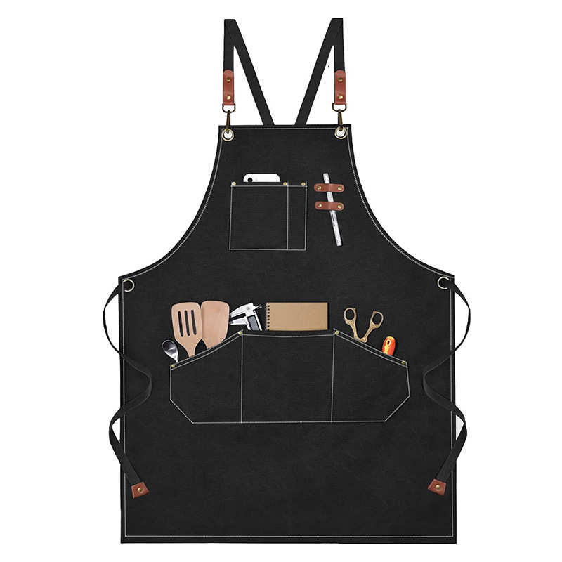 厚帆布围裙定制logo奶茶店咖啡店工作服美术生围裙批发