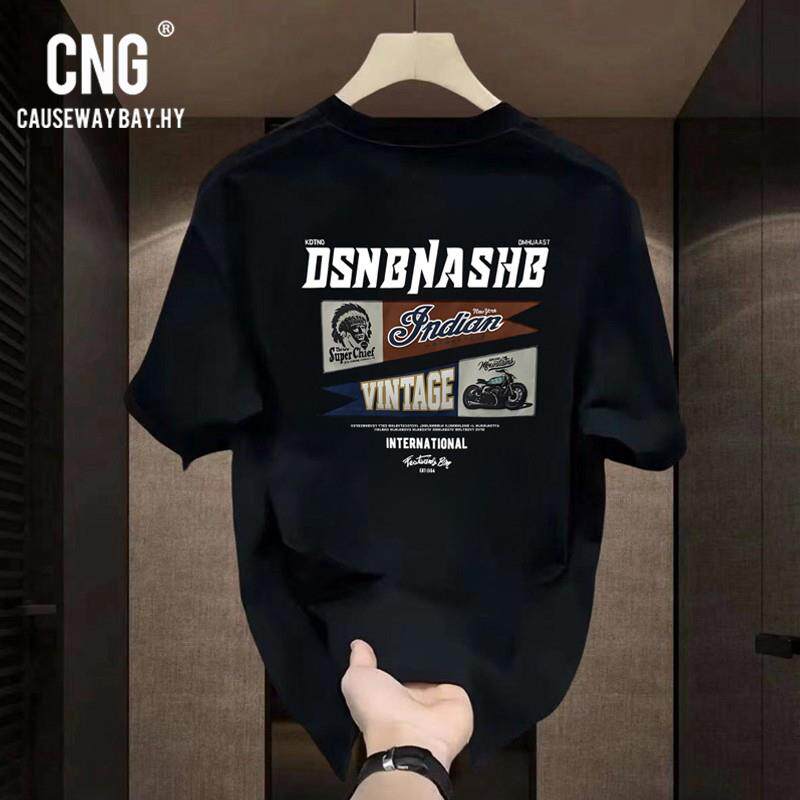 香港潮牌重磅纯棉夏季T恤男款美式痞帅字母短袖宽松百搭休闲半袖