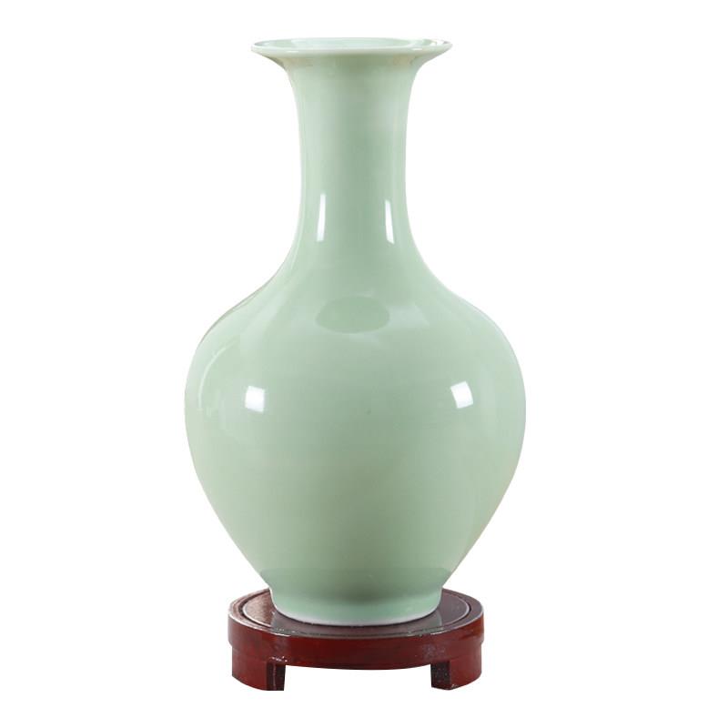 景德镇陶瓷富博贵竹花插瓶摆件中式客厅装品青瓷影青小花古架花饰