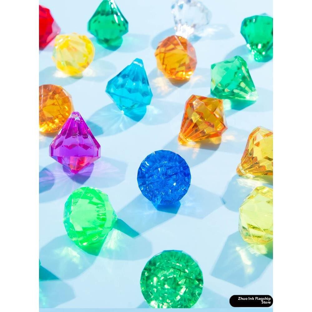 儿童夜光宝石水晶玩具仿真彩色冰块金色宝箱透明玻璃鱼缸装饰玩具