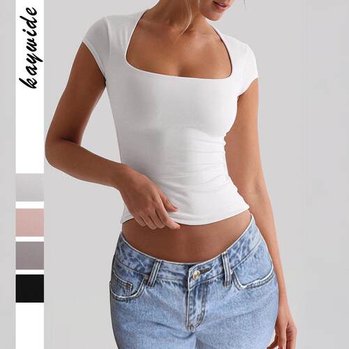 Cross border sports elastic slim fit T-shirt for women