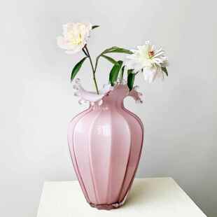 NTSTUDIO | 法式复古浪花口琉璃花瓶ins高级中古花器客厅摆件装饰