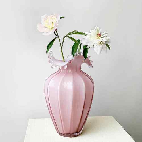 NTSTUDIO | 法式复古浪花口琉璃花瓶ins高级中古花器客厅摆件装饰