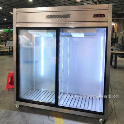 双移门展示柜不锈钢双门玻璃推拉门冰箱110V60HZ风冷趟门商用冰柜