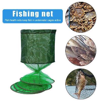 Fish Basket Mesh Nets Live Fish Trap Cages Portable Fishing