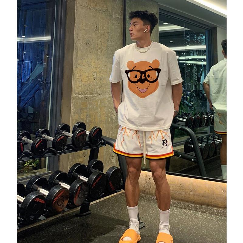 香港潮牌美式小熊印花短袖T恤男夏季百搭宽松情侣潮流休闲上衣