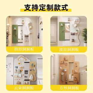 实入木洞置板户玄YET关装洞饰物架定作穿衣镜子墙面收纳架木质挂