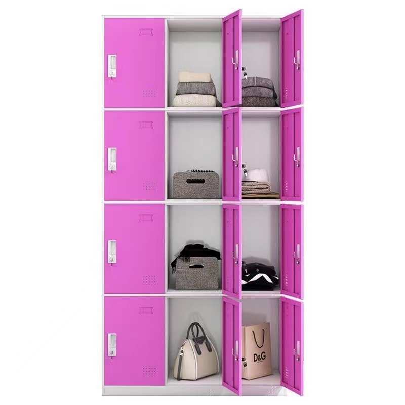 彩色更衣柜员工换衣柜浴室健身房衣柜家用组装钢制带锁多格储物柜