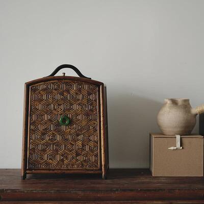 湘妃竹手提茶箱 茶道器具收纳箱茶棚茶艺器竹箱