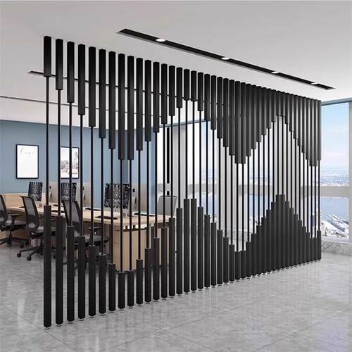简约立柱屏风办公室酒店展厅入户玄关客厅艺术隔断不锈钢格栅