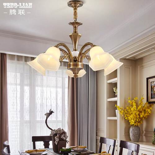 美式吊灯全铜复古客厅灯欧式餐厅卧室灯奢华大气现代简约别墅灯饰