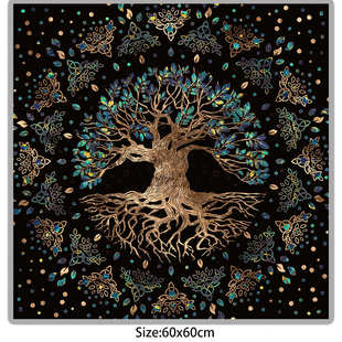 Life 塔罗牌桌布生命之树60×60cm 塔罗布 高清印花垫子 Tree