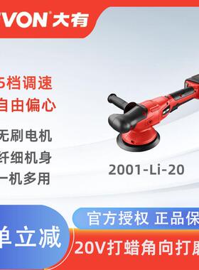 大有20V锂电充电式抛光机偏心打磨机汽车打蜡机漆面2001打磨机