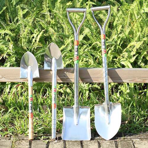 不锈钢铲子花园种植尖平种花种菜木柄户外锹铲农具园艺工具