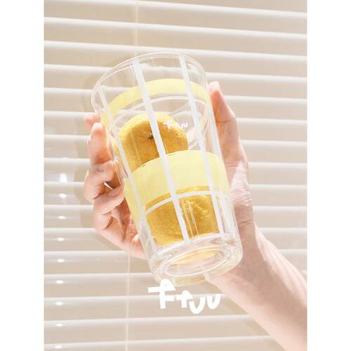 “V系列”Ffvv商店原创设计柠檬格纹玻璃耐热冷饮超大容量