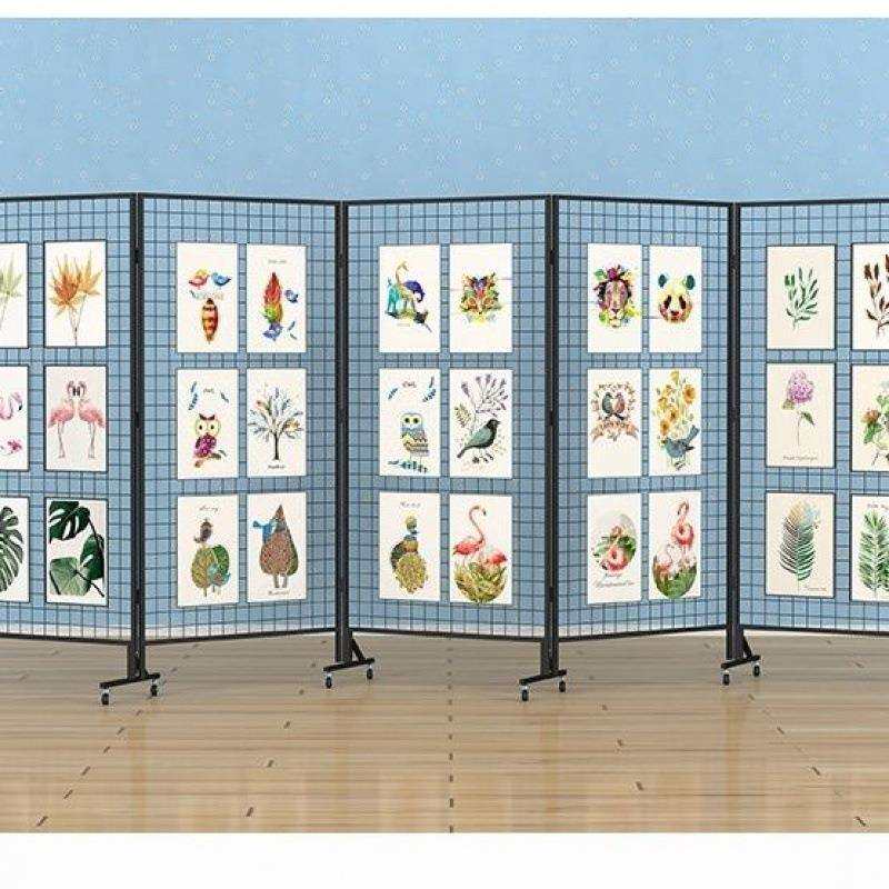 折叠展格展示画室画展幼533儿园作品展示架书架法示展览铁网艺展