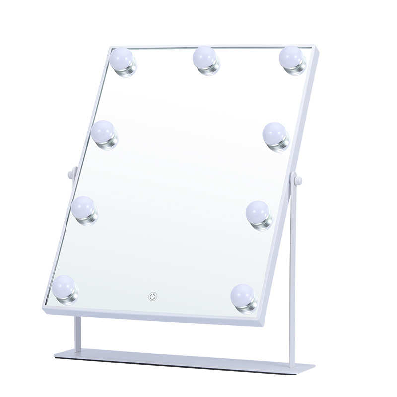 光灯镜子led梳妆镜台式桌面logo镜补 带梳妆台商用化妆镜外贸