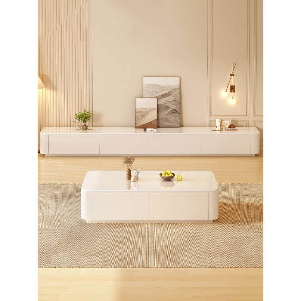 电视柜客厅家用小户型2025新款高级感奶油风落地茶几电视机柜组合