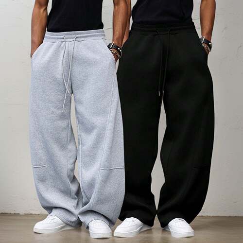 Men's Baggy Sweatpants, Loose Fit Casual Drawstring Elastic