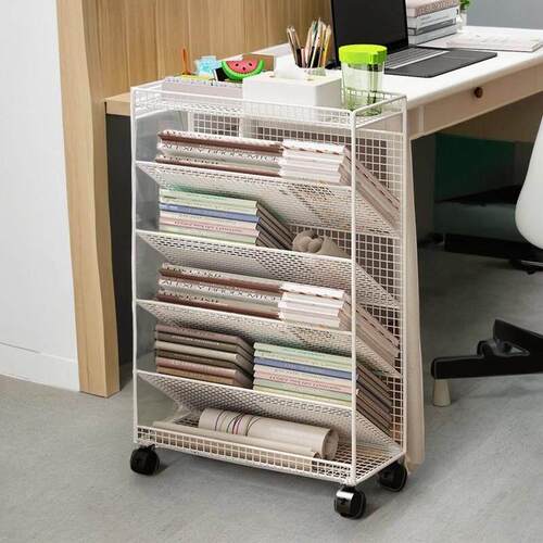 Small bookshelf next to the desk side gap book storage shelf