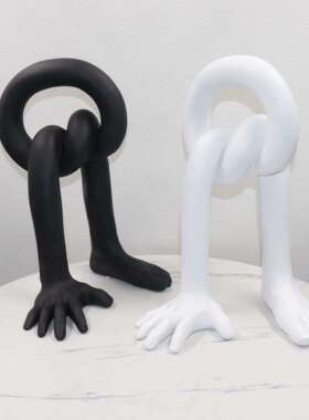 北欧奢客公室居家轻装饰黑白厅艺术抽象办摆件小-众创意落地摆设