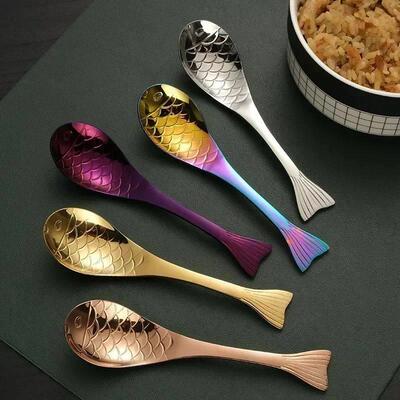 Cute Fish-Shaped Stainless Steel Soup Spoon, Food Grade Cutl