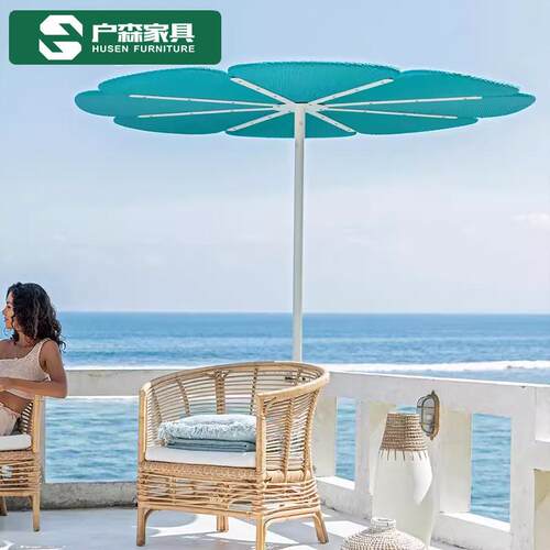 网红户外伞创意藤编花瓣打卡婚庆道具设计师艺术遮太阳伞庭院家具
