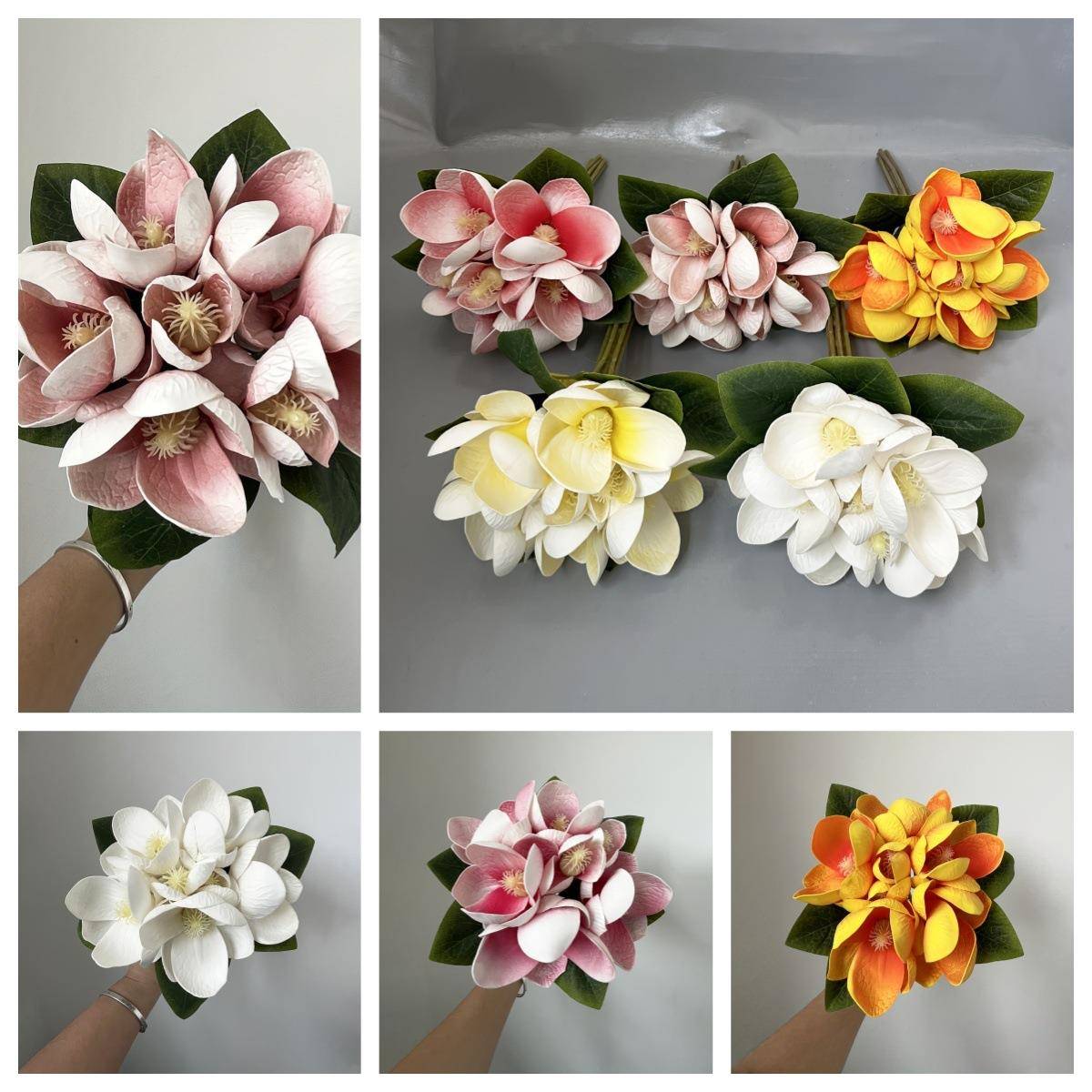 仿真玉兰花手捧花束EVA大花玉兰领证拍照道具家居装饰花假花婚礼