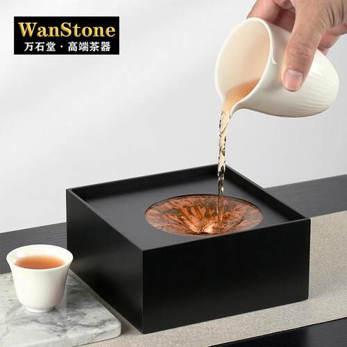 轻奢高颜值茶洗建水茶台桌面茶渣废水桶小大号钵盂铜铝废水烟灰缸