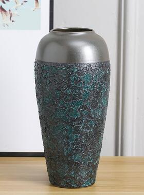 正品景德镇陶瓷电花玄柜瓶纯手工墨绿色桌面摆件关软装饰品视插花